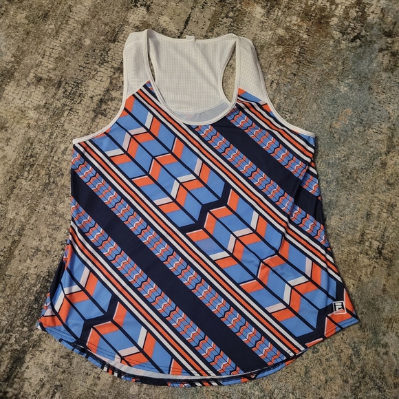 Fila Tops - Fila Blue and Orange Geometric Tank Top Size XL